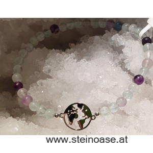 Armband Fluorit + WELTKUGEL